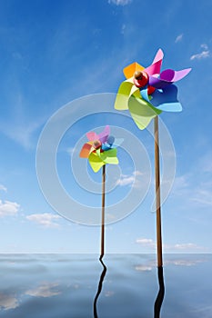 Toy windmill concept of green energy wind farm