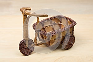 Toy wood Tricycle On a wooden table