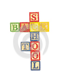 Toy wooden blocks spelling Back To School