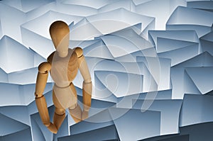 Toy Wooden Mannequin in Paper Maze