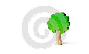 Toy wooden tree on an isolated background. Minimalism and the concept of environmental conservation. lungs of the planet. Family