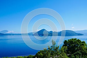 Toya lake at Sairo observation deck view point , Hokkaido , Japan