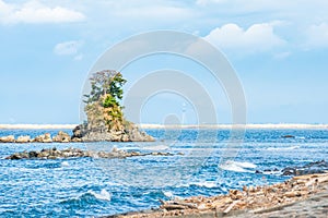 Toyama Bay is a bay located on the Amaharashi Coast,Onnaiwa Rock is a beauty spot of Amaharashi Coast.Japan