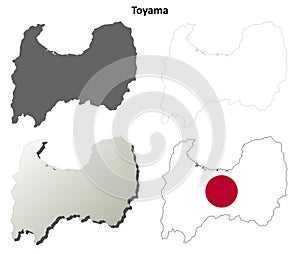 Toyama blank outline map set