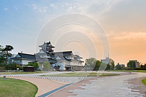 Toyama castle historic landmark in toyama japan with beautiful s