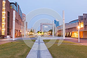 Toyama city architecture building beautiful in twilight time.