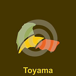 Toyama City map illustration, Japan prefecture on brown background for your business