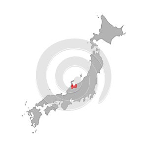 Toyama prefecture highlighted on the map of Japan