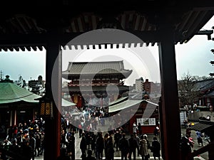 Toyo, Japan - 3 March 2019 ,Sensoji Temple is the most famous temple in Tokyo. In the Asakusa area With a symbol as a large red