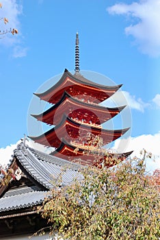 Toyokuni Shrine Five-Story Pagoda in Hatsukaichi, Japan.