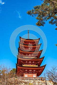 Toyokuni Shrine (Senjokaku) Five-storied pagoda in the Miyajima