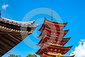 Toyokuni Shrine (Senjokaku) Five-storied pagoda in the Miyajima