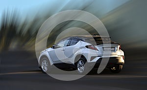 Toyota C-HR white car.