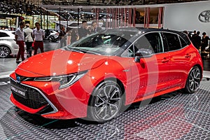 Toyota Corolla Hybrid car showcased at the Paris Motor Show. France - October 3, 2018
