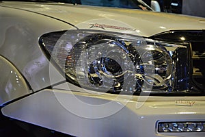 Toyota fortuner suv head light at Manila Auto Salon car show in Pasay, Philippines