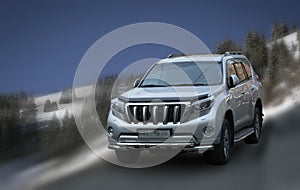 Toyota Land Cruiser Prado white car.