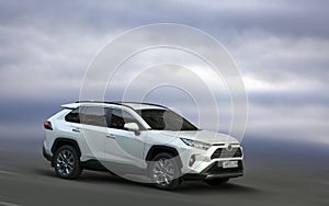 Toyota RAV-4 white car.