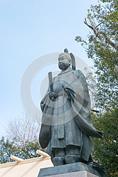 Toyotomi Hideyori Statue at Tamatsukuri Inari Shrine in Osaka, Japan. Toyotomi Hideyori 1593-1615