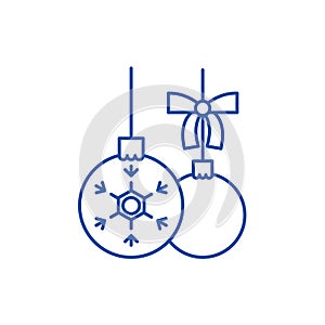 Toys balls line icon concept. Toys balls flat  vector symbol, sign, outline illustration.