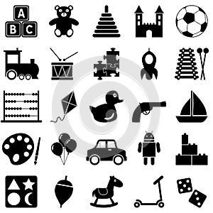 Toys Black and White Icons