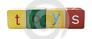 'toys' in block letters