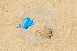 Sand shape made by whale mold on summer beach