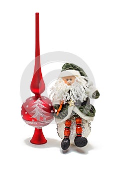 Toys for Christmas isolated, Santa and Christmas ball