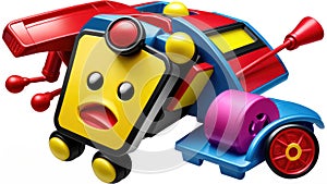 Toys concept background boxy face shocked expression