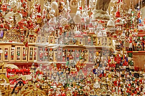 Toys and decorations on the Christmas market, Germany