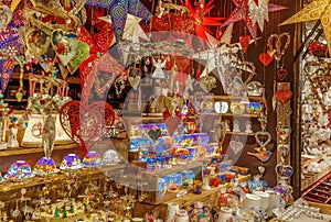 Toys and decorations on the Christmas market, Germany