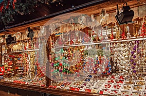 Toys and decorations on the Christmas market, Germany
