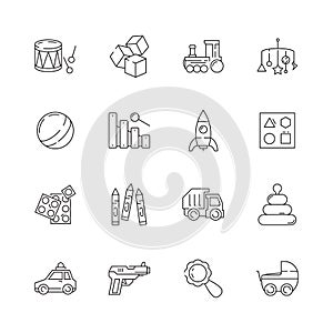 Toys icon. Games cars bear rattle vector funny items for kids