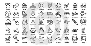 Toys Icon Set in Outline Style 50 Vector Icons in Black photo