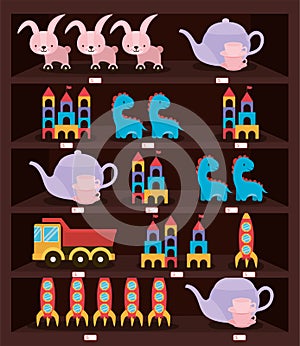 Toys icon set vector design