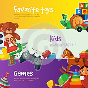 Toys icons for web banners.