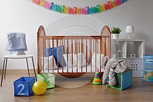 Toys in modern baby bedroom