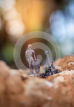 Toys that represent two of the main symbols of the city of London, image from outdoor texture background series toy Soldier in