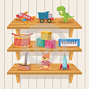toys in shelf scene