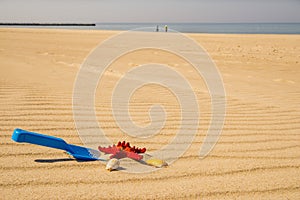 Toys on sunny beach