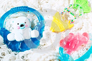 Toys of teether and colorful rattles