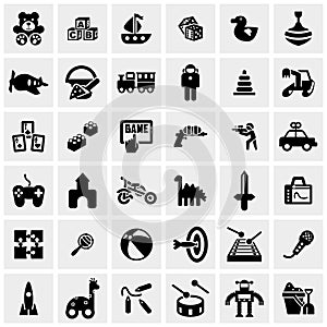 Toys vector icons set on gray