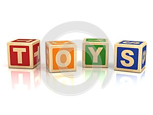 Toys wooden blocks  3d rendering