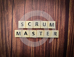 Toys word with the letters SCRUM MASTER photo