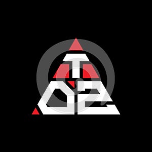 TOZ triangle letter logo design with triangle shape. TOZ triangle logo design monogram. TOZ triangle vector logo template with red