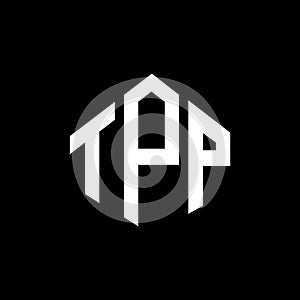 TPP letter logo design with polygon shape. TPP polygon and cube shape logo design. TPP hexagon vector logo template white and