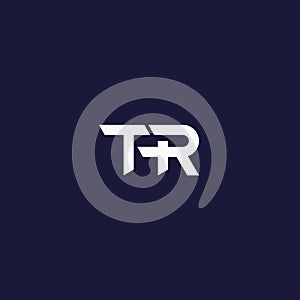 TR letter logo, monogram design on dark