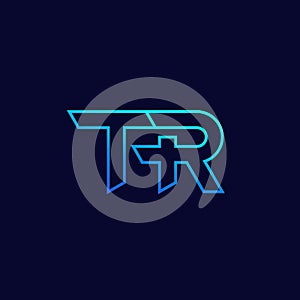TR letter logo, monogram, vector linear design
