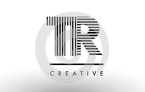 TR T R Black and White Lines Letter Logo Design. photo