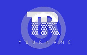 TR T R Dotted Letter Logo Design with Blue Background.