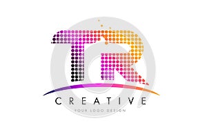 TR T R Letter Logo Design with Magenta Dots and Swoosh photo